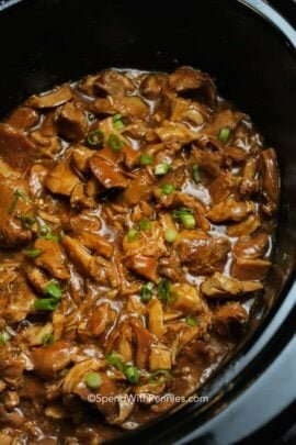 Crock Pot Bourbon Chicken in the slow cooker