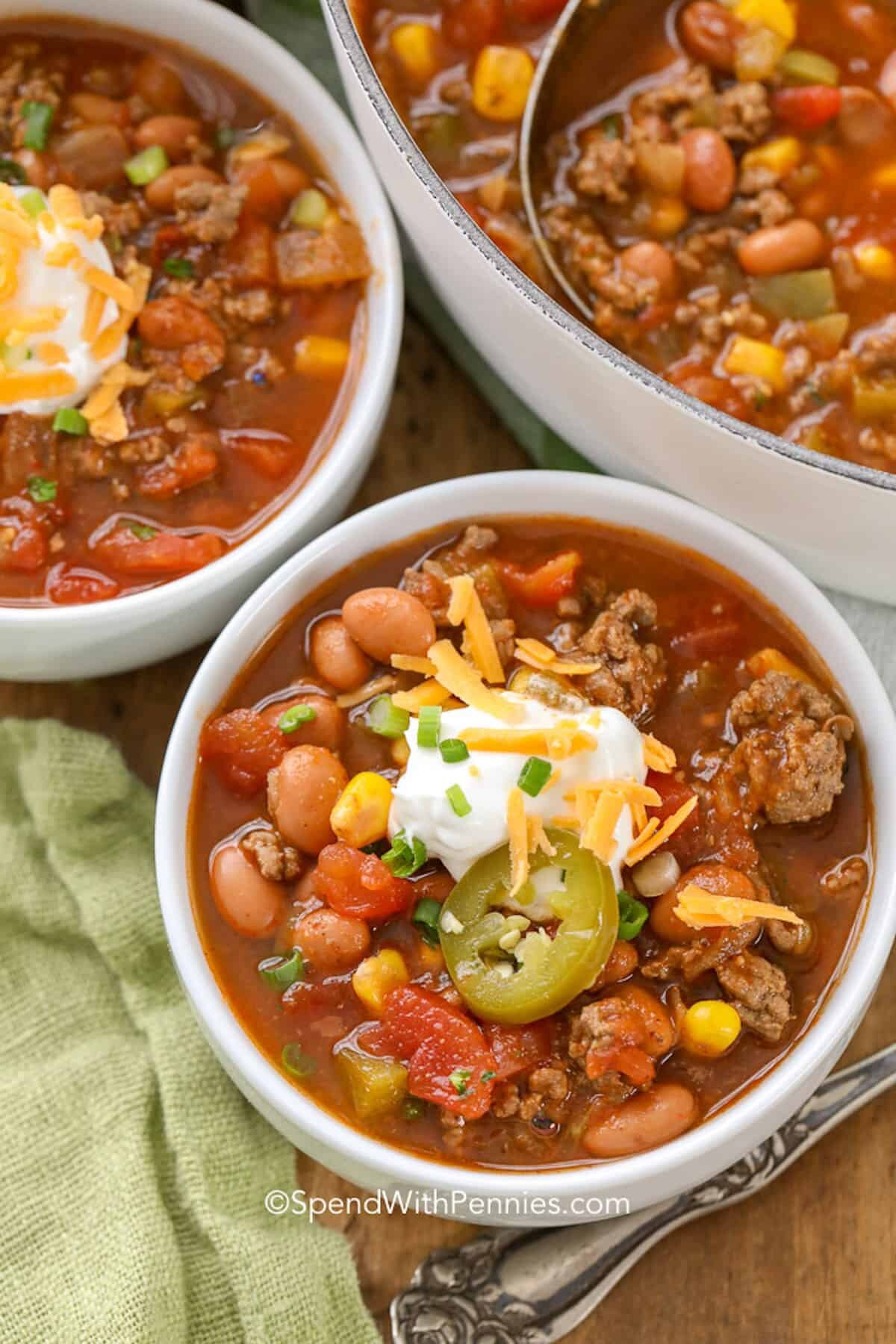 bowls of taco soup