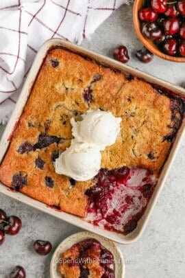 Cherry Cobbler with ice cream