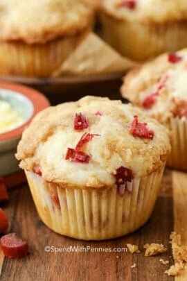 close up of baked Rhubarb Muffins