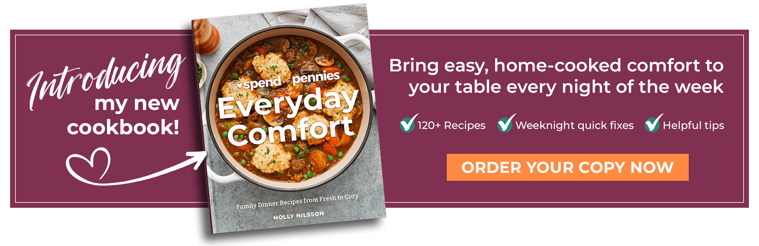 The Spend with Pennies cookbook Everyday Comfort with text